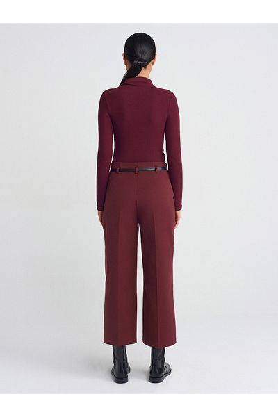 Dilvin 71596 Burgundy Belted Culotte Trousers