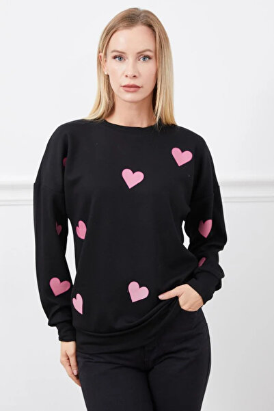 Butik Kalp Baskılı Sweatshirt