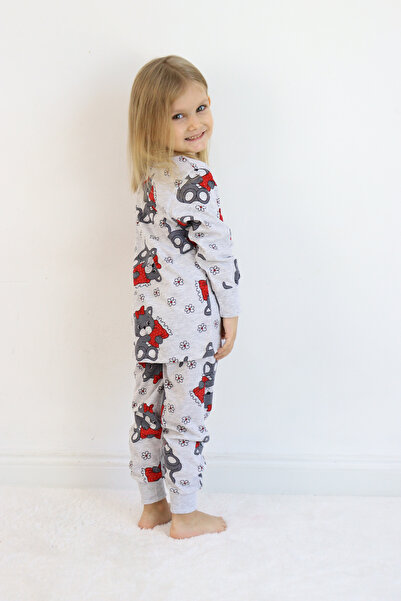 Pijamella Girls' Printed Pajamas Set Crew Neck Long Sleeve Top Elastic Waist Bottom