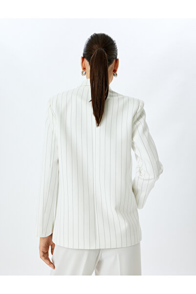 Koton Μακρυμάνικο ριγέ διπλό μπλέιζερ oversize μπουφάν