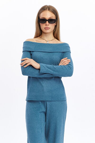 ESPOİRPLUS Жіночий бензиновий зелений колір Салоніки тканина Мадонна комір комір верхній і нижній брючний костюм