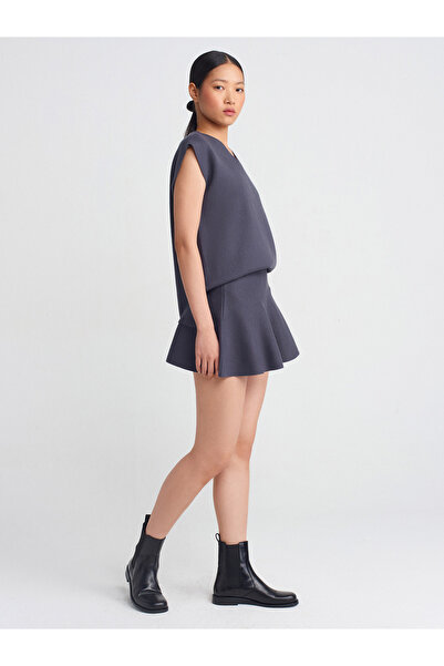 Dilvin 10694 Model Anthracite V-Neck Soft Knitwear Sweater