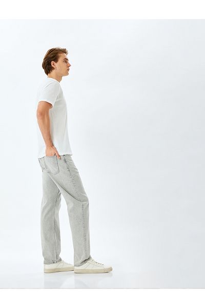 Koton Βαμβακερό Vintage Straight Fit Jean Παντελόνι