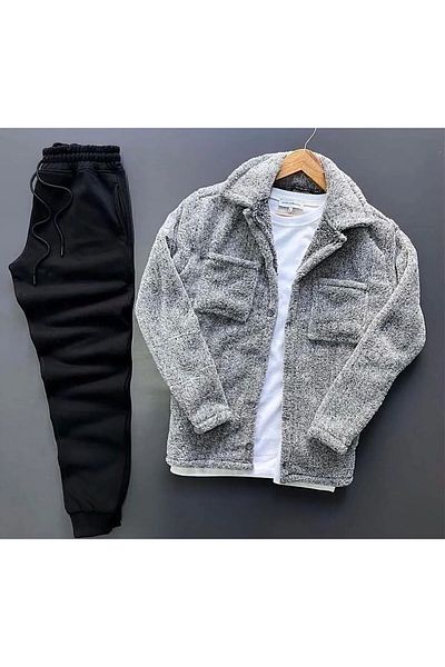 KHAB PREMİUM Plush Cardigan and Sweatpants Set