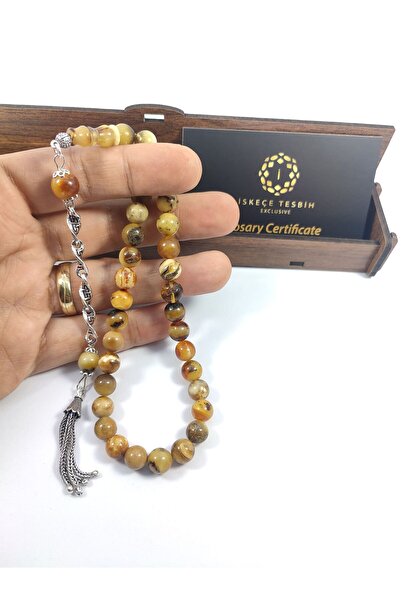 İskeçe Exclusive Özel Kutulu 8 Gr. Gümüş Püskül 11.05 Gr. Toprak Fosilli Has Kaya Damla Sertifikalı 6640