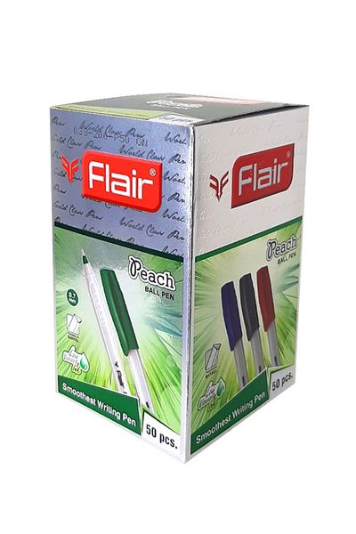 Flair Peach Smooth Writing Ball Pen Set of 50 pcs, Green