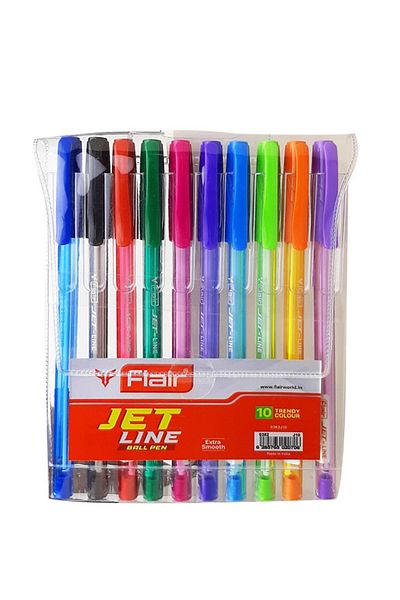 Flair Extra Smooth Jet Line Ball Pen Set of 10 Trendy Colour