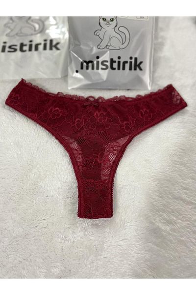 MİSTİRİK Tesatura Moale Masara Model Burgundy Dantela Snur Chiloți Thong
