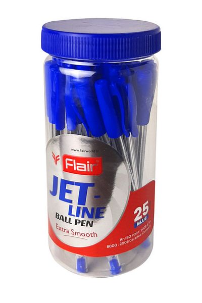 Flair مجموعة أقلام حبر جاف Extra Smooth Jet-Line مكونة من 25 قلمًا، باللون الأزرق