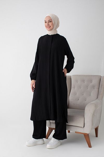 semazen Bürümcük Fabric Hajj and Umrah Dress (2 Pieces) - Black