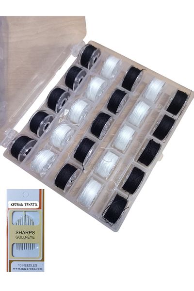 Kezban Tekstil Mini Boxed 25 Pack Κλωστή Ραπτικής για Χέρι και Μηχανή Ραπτικής Βελόνα Δώρο