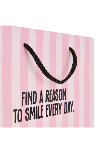 Genel Markalar Find A Reason To Smile Every Day Dikey Karton Çanta - Pembe - 38x25 cm
