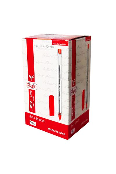 Flair Jet-Line Ball Pen Set of 50 Pcs, Red