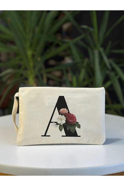 bezçantadünyası World Letter A Printed Cloth Clutch Bag