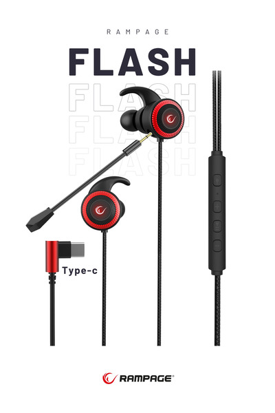 Rampage Flash Telefon Uyumlu Typc-e Kulaklık Hd Mikrofon Gaming Kulaklık Kulak Içi Kulaklık Oyuncu Kulaklığı