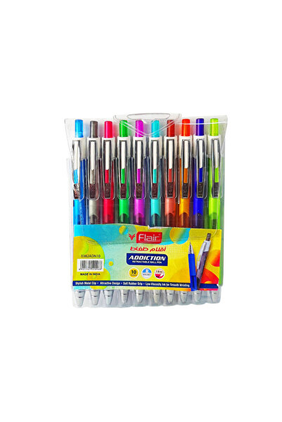 Flair Addiction Retracable Ball Pen Set of 10 Colors
