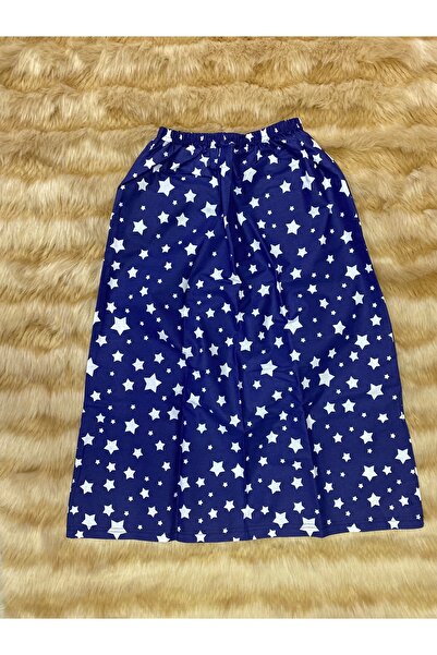 skycott Navy Blue Star Printed Girl's Prayer Dress - Belt Pattern