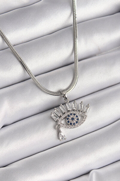 Generic Brand 316l steel silver color italian chain zircon stone eye model wo...