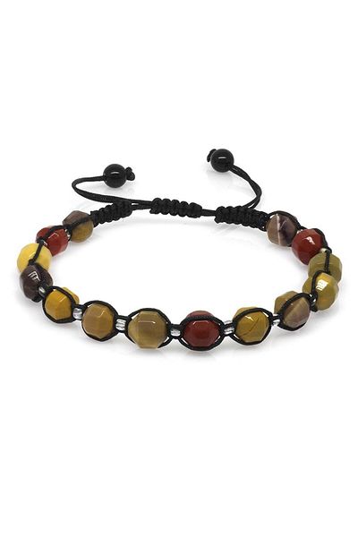 Tesbihane Macrame Braided Facet Cut Mokait Natural Stone Men's Bracelet
