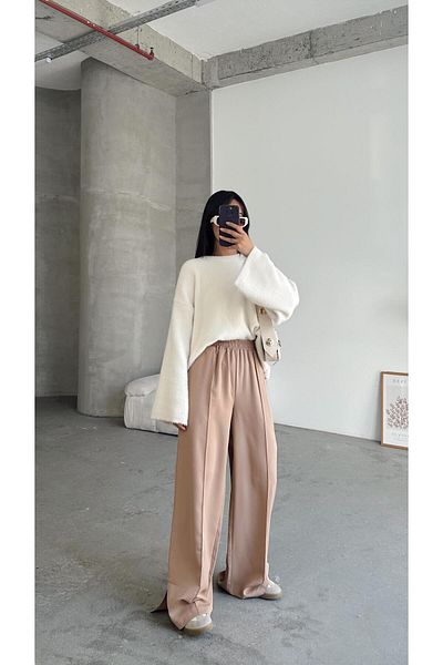 mydukkan.co Mink Renew Pants - Front Seam Detail and Side Slit