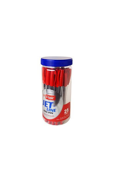 Flair Jet-Line Ball Pen Set of 25 Pcs, Red