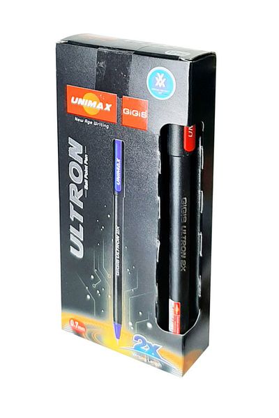 UNIMAX 12-Piece ULTRON 2X 0.7mm Ball Point Pen Set,Red