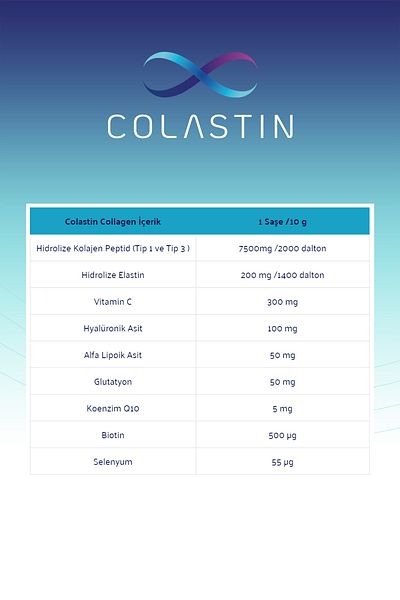 Colastin 7500 ملجم كولاجين 200 ملجم إيلاستين 14 كيس مسحوق |   مشروب سهل وناعم