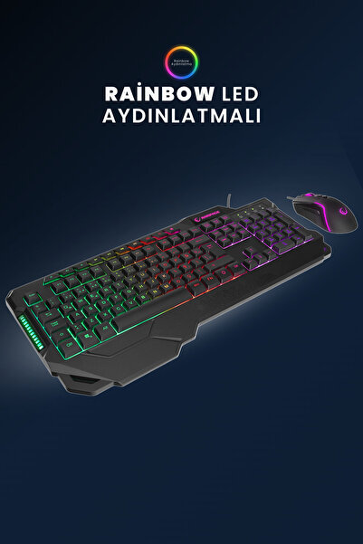 Rampage Km-28 Heirloom Işıklı 7tuş 8000dpı Gaming Klavye Mouse Set Oyuncu Set Oyuncu Klavyesi Oyuncu Mouse