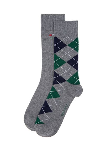 U.S. Polo Assn. Мъжки чифт чорапи в сив меланж, 2 броя, 50299036-vr086