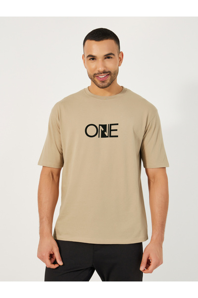 Styli تي شيرت قطني غني بطبعات بسيطة وكبير الحجم