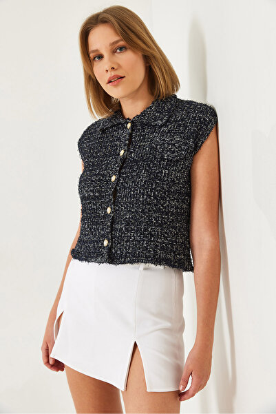 Bianco Lucci Women's Navy Blue Knitwear Vest 20246244