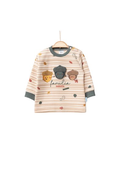 Rise Raba Baby Tracksuit Set - 2 Pieces Long Sleeve Sweatshirt and Pants, Patterned Comfortable Casual Baby Outfit