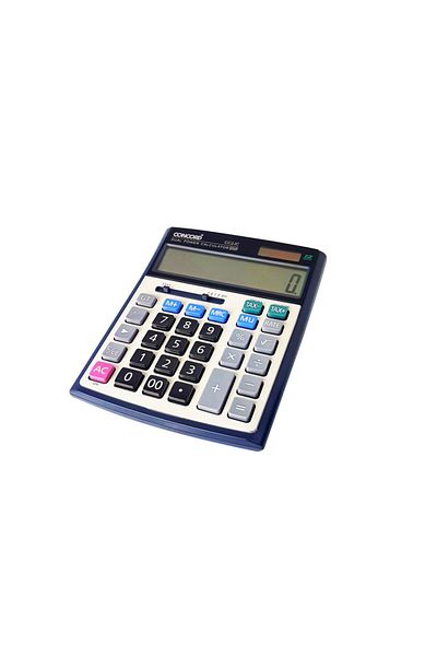 Concord آلة حاسبة CC2JC شديدة التحمل مكونة من 12 رقمًا، تعمل بالطاقة الشمسية والبطارية