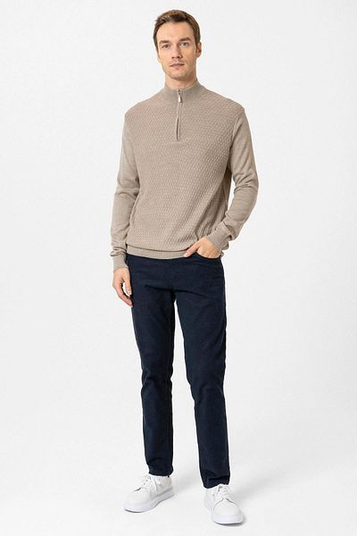 SÜVARİ Μπεζ πλεκτό με φερμουάρ και μοτίβο Cavalry Comfortable Fit
