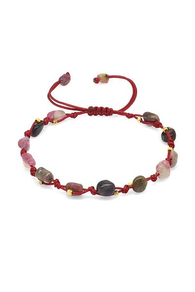 Tesbihane Braided Natural Cut Ball Detailed Tourmaline Natural Stone Women's Bracelet