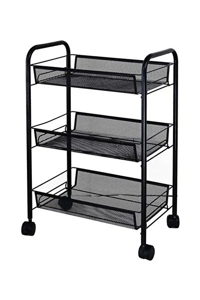 ALMUFARREJ 3-Tier Mesh Wire Rolling Cart
