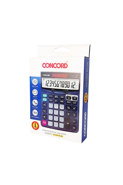 Concord آلة حاسبة إلكترونية مكتبية CC120C PLUS - 12 رقمًا، 112 خطوة