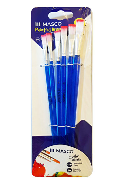 MASCO مجموعة فرش طلاء مكونة من 6 قطع برؤوس متنوعة، باللون الأحمر