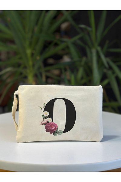 bezçantadünyası World O Letter Printed Cloth Clutch Bag