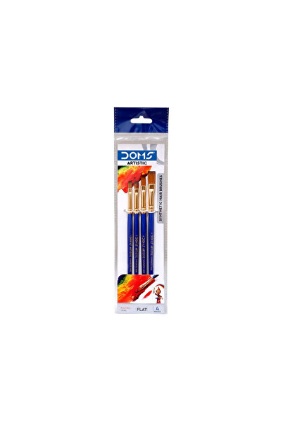 doms Flat Paint Synthetic Hair Brushes, 4 Pieces Set