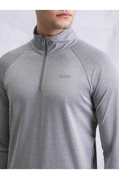 Highlander By Styli Solid Half-Zip Thumbhole Sleeves Sweatshirt
