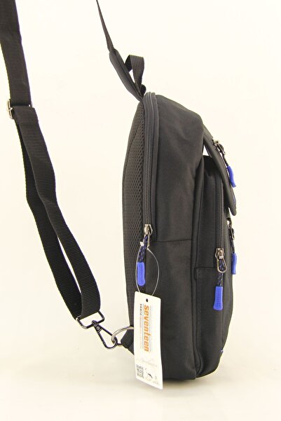 SEVENTEEN Unisex Black Blue Striped Crossbody Back Shoulder Chest Waterproof Messenger Bag (SMALL BAG WITH GIFT)