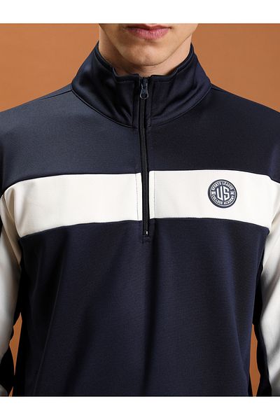 Highlander By Styli Color Blocked Mock Collar Regular Fit Sweatshirt