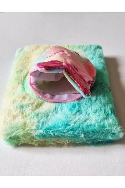 Modellino Zippered Pocket Furry Plush Rabbit Souvenir Memory Daily Notepad Dmn-Pls2 - 1 Piece with Shape Selection