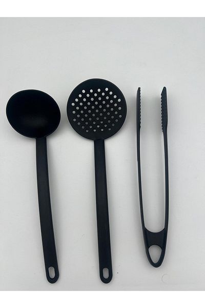 ELİOSA Teflon Ladle-Strainer-Tongs Set of 3