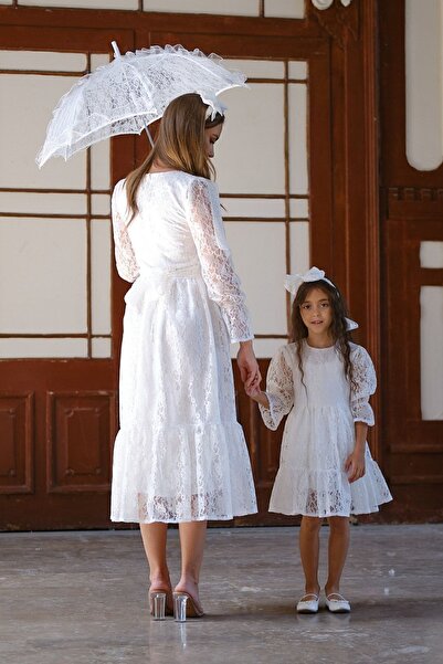 KÜÇÜĞÜM BUTİK Вінтажне біле мереживо для дітей матері та дочки Комбінація для дітей ПРОДАЄТЬСЯ ОДИНОЧНО