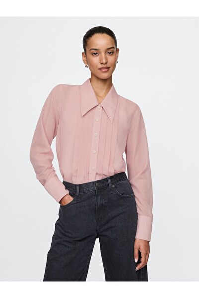 GAP Kadın Pembe Transparan Classic Gömlek