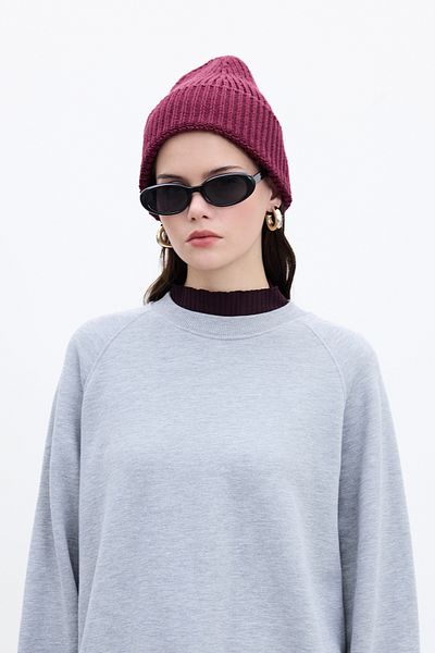 Manuka Burgunderfarbene dicke Strickmütze