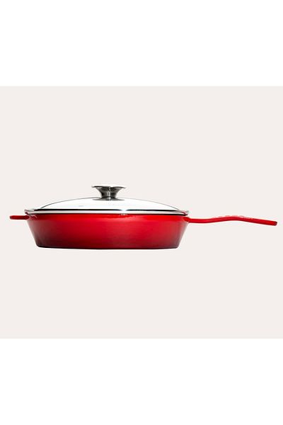 Sürel 28 cm Pan with Iron Cast Glass Lid and Honeycomb Base