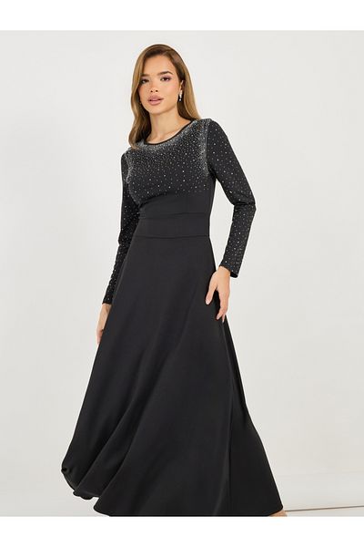Styli Embellished Long Sleeves A-Line Maxi Dress